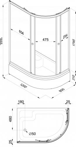 Душевой уголок Тритон  Коралл 120х80 правый, средний поддон фото 4