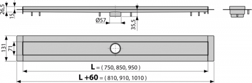 Душевой лоток Alcadrain APZ13 Modular из нержавеющей стали модулярный 850 мм (APZ13-850) фото 3