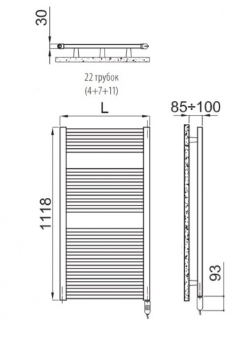 Полотенцесушитель электрический Irsap Ares Electric-Heater H 1118/580 белый EIM058H01IR01NNN01 фото 2