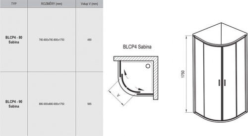 Душевой уголок Ravak Blix BLCP4-90 Sabina сатин+ транспарент 3B270U40Z1 фото 5