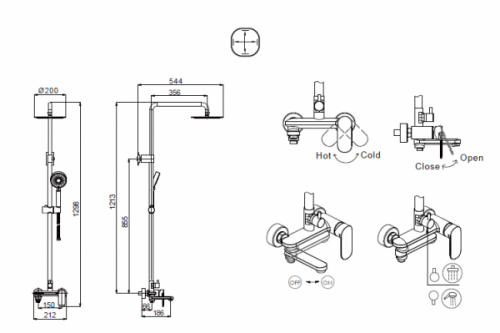 Душевая колонна Bravat OPAL R со смесителем для ванны и поворотным изливом, хром (F6125183CP-A2-RUS) фото 5