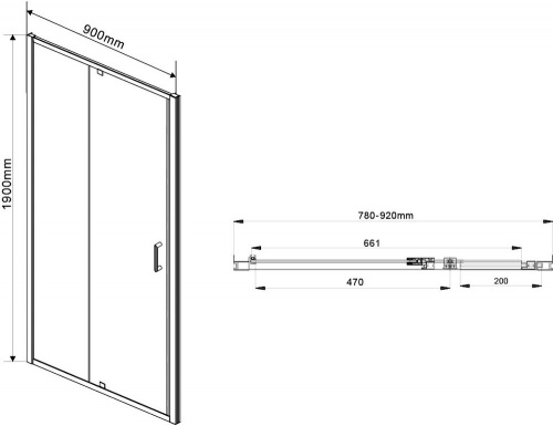 Душевая дверь в нишу Vincea Intra VDP-1I8090CL 80/90 см, стекло прозрачное, хром фото 7