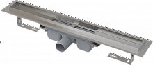Душевой лоток Alcadrain Professional с порогами для цельной решетки, с горизонтальным сливом  (сталь) (APZ6-1150)