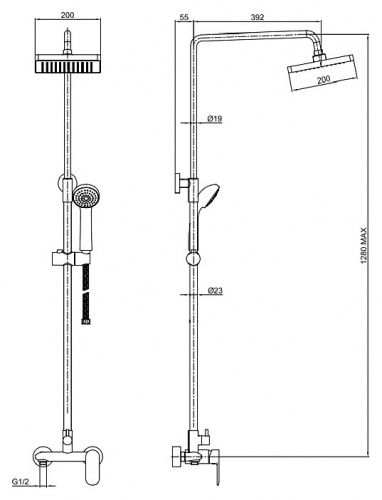 Душевая колонна Bravat OPAL со смесителем для душа, хром (F9125183CP-A-RUS) фото 2