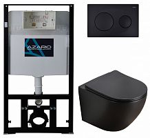 Сет AZARIO инсталляция с панелью смыва + унитаз Grado с сиденьем микролифт, чёрный матовый (AZ-8010-1000+AZ-8200-0013+AZ-0046-MB SP)