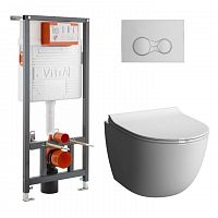 Комплект Vitra Sento L-Box: инсталляция+унитаз+сиденье+клавиша хром