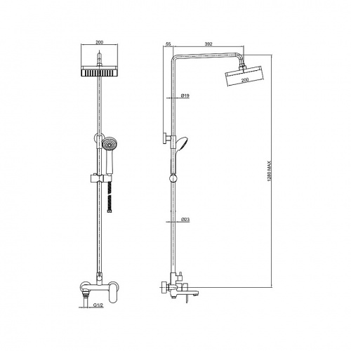 Душевая колонна Bravat OPAL C со смесителем для ванны, поворотный излив, хром (F6125183CP-A1-RUS) фото 5