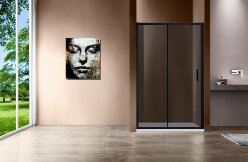 Душевая дверь в нишу Vincea Garda VDS-1G120CGB 120 см, профиль чёрный, стекло тонированное фото 2