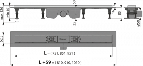 Душевой лоток Alcadrain без решетки (APZ22-750) фото 2