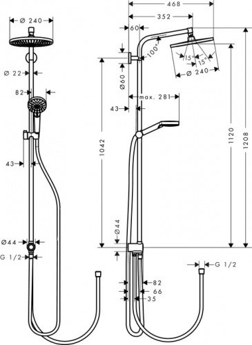 Душевая система Hansgrohe Crometta S, без смесителя, хром (27270000) фото 2